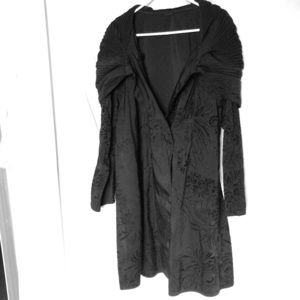 Textured Long, Light, Black Coat sz. L